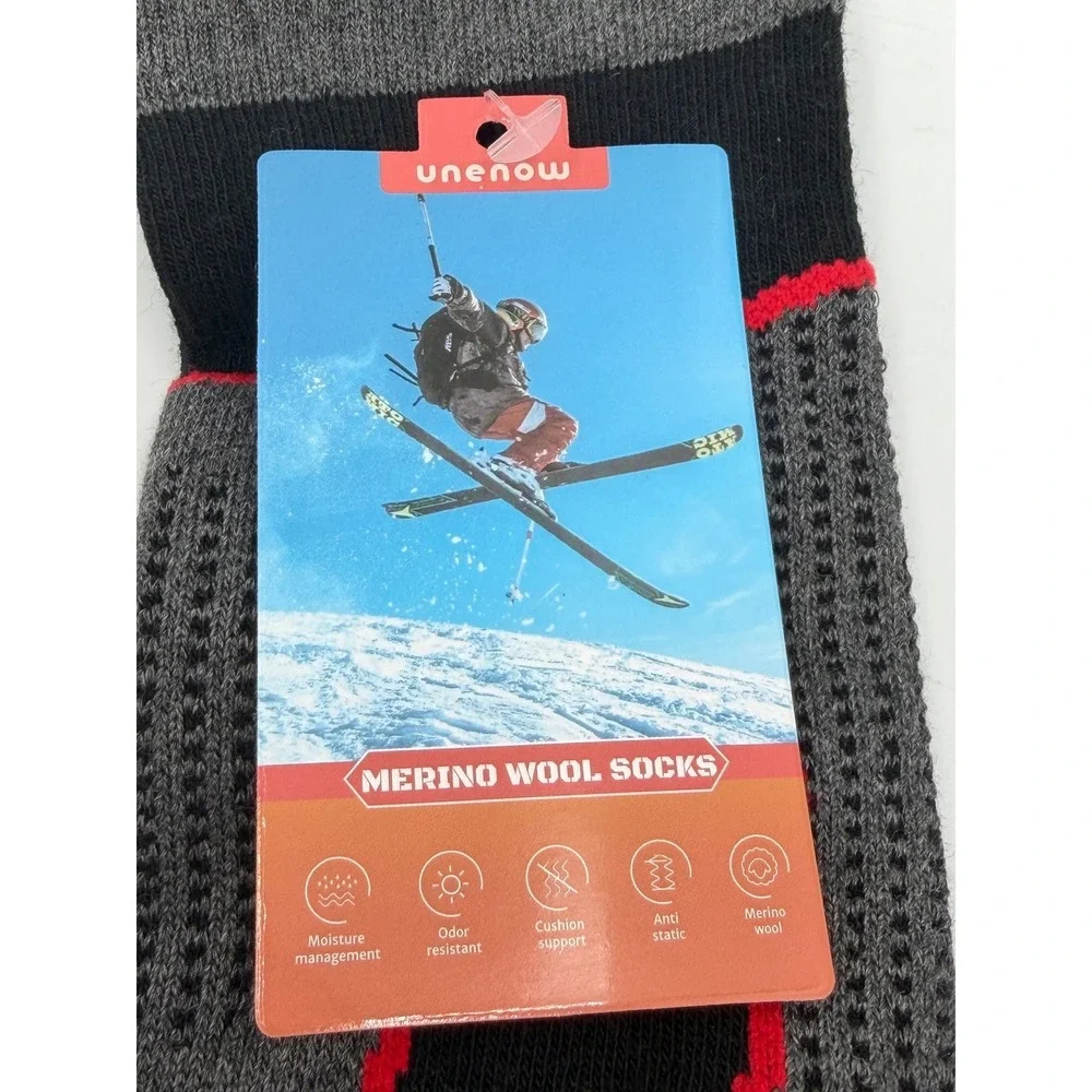 Unenow Merino Wool Ski Socks Mens L 2 Pairs Thermal Cushioned